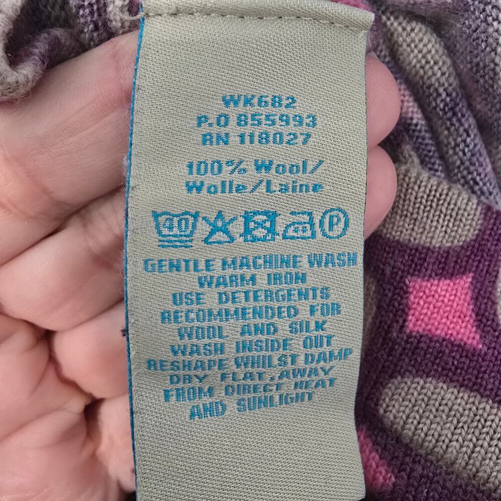 Boden Pink Wool Shift Dress Purple Geometric Pattern Warm US Size 6 - Picture 10 of 11